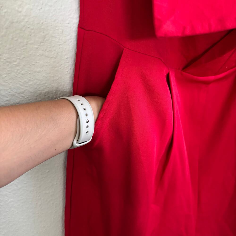 Boohoo Red Bandeau Tailored Wide Leg Jumpsuit Sleeveless Women's Size 12 - Picture 9 of 10